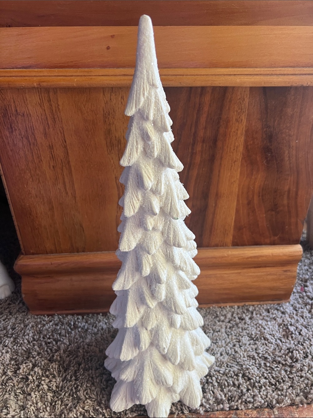 Tall White Glitter Christmas Tree Decoration -